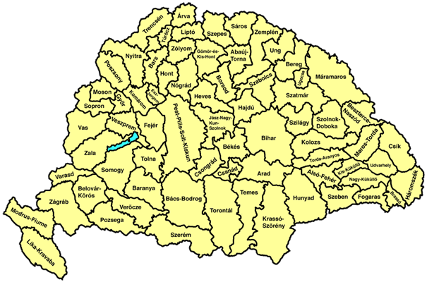 magyar vármegyék térkép