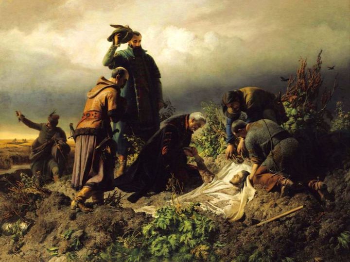 II. Lajos holttestének megtalálása, Székely Bertalan híres festményén  FORRÁS: WIKIMEDIA COMMONS