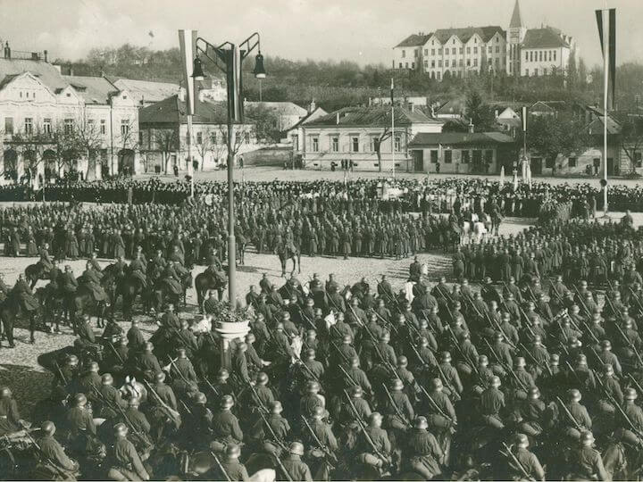 A budapesti 1. gyalogdandár gyalogsága és lovassága Léván