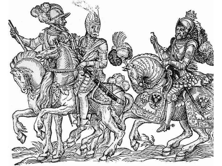 Thury György (középen) az uralkodó mellett. Korabeli metszet