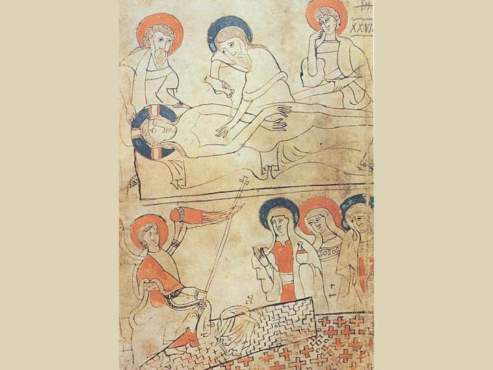 Krisztus temetése a Pray-kódex miniatúráján borítókép