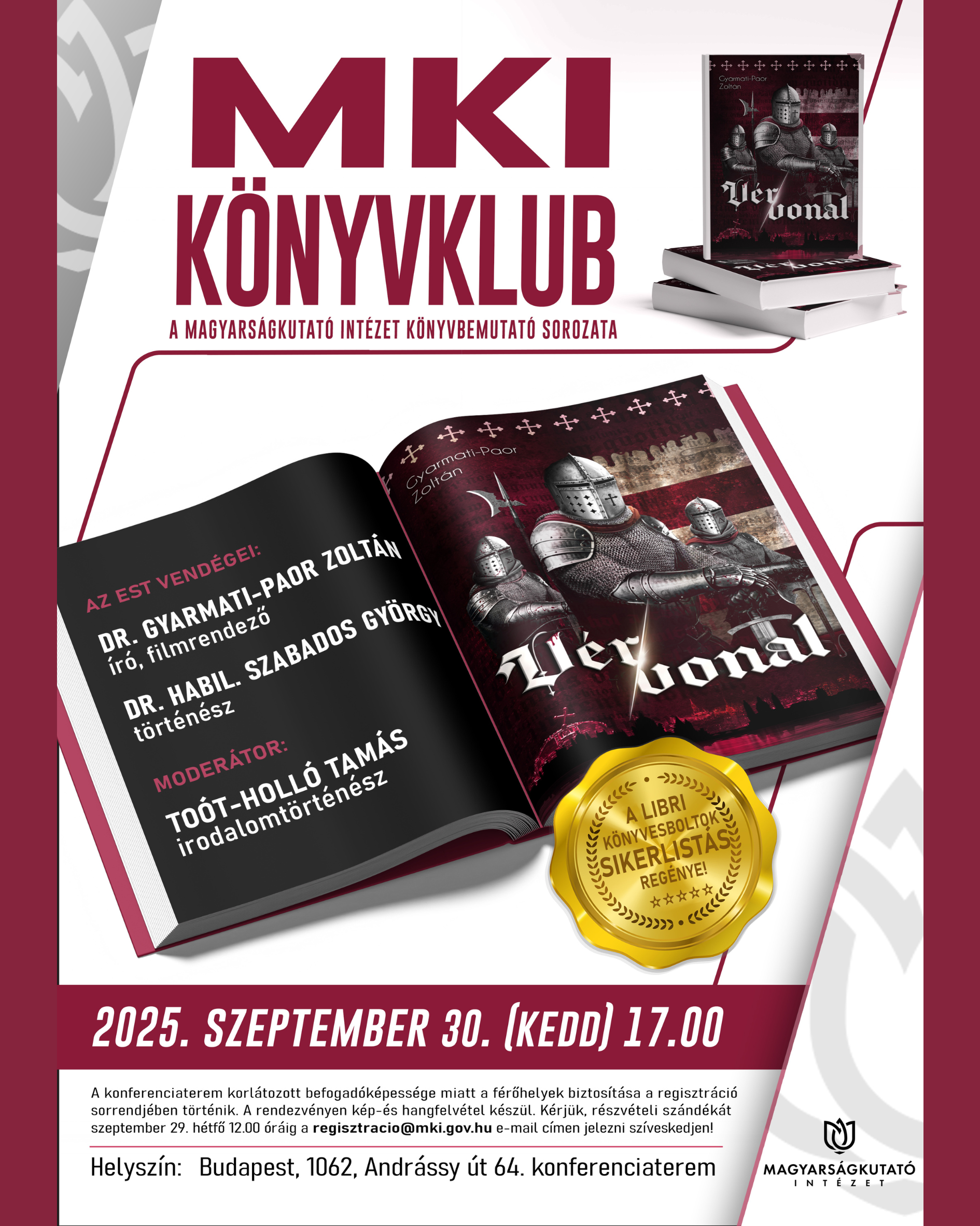 Vér/vonalcímű regény könyvbemutató plakát