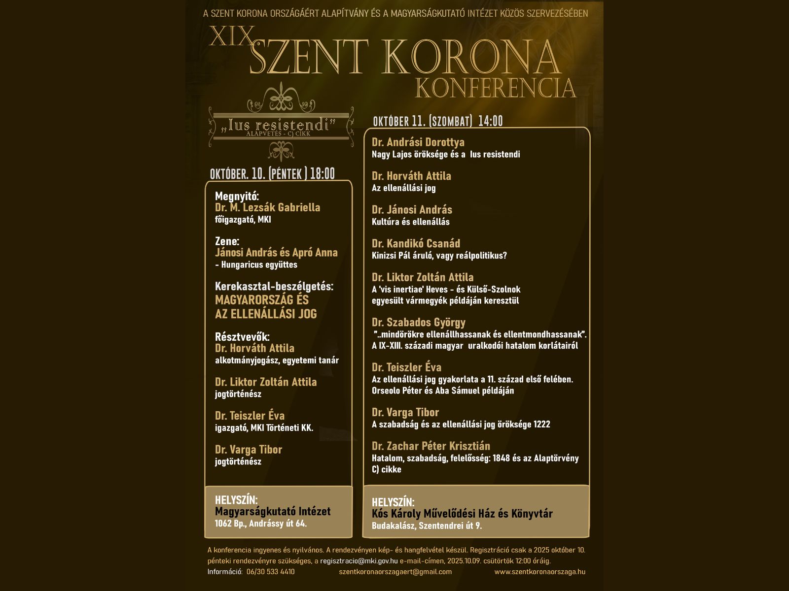 XIX. Szent Korona Konferencia plakát