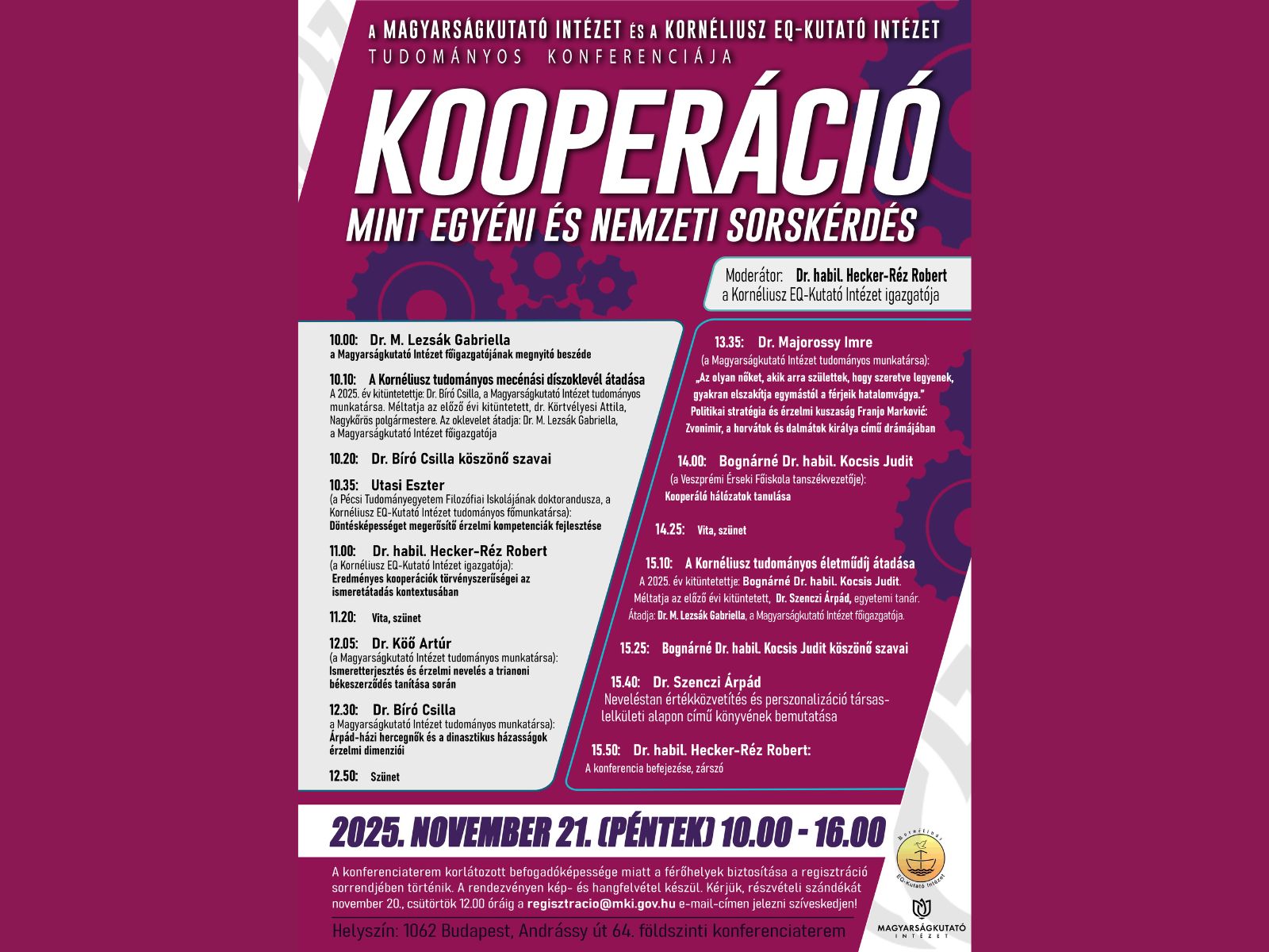 Kooperáció mint egyéni és nemzeti sorskérdés – tudományos konferencia plakát