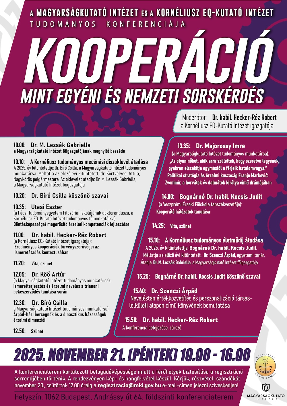 Kooperáció mint egyéni és nemzeti sorskérdés – tudományos konferencia plakát Kooperáció mint egyéni és nemzeti sorskérdés – tudományos konferencia plakát