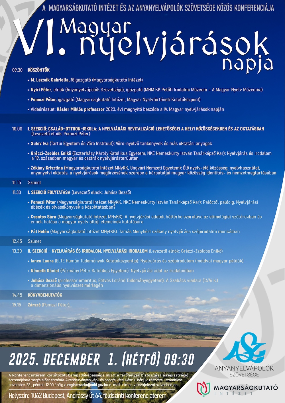 VI. Magyar Nyelvjárások Napja plakát