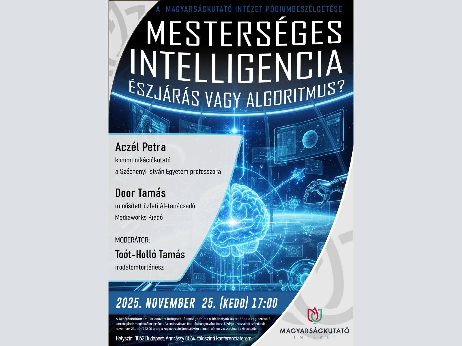 Mesterséges intelligencia: észjárás vagy algoritmus? rendezvény plakát