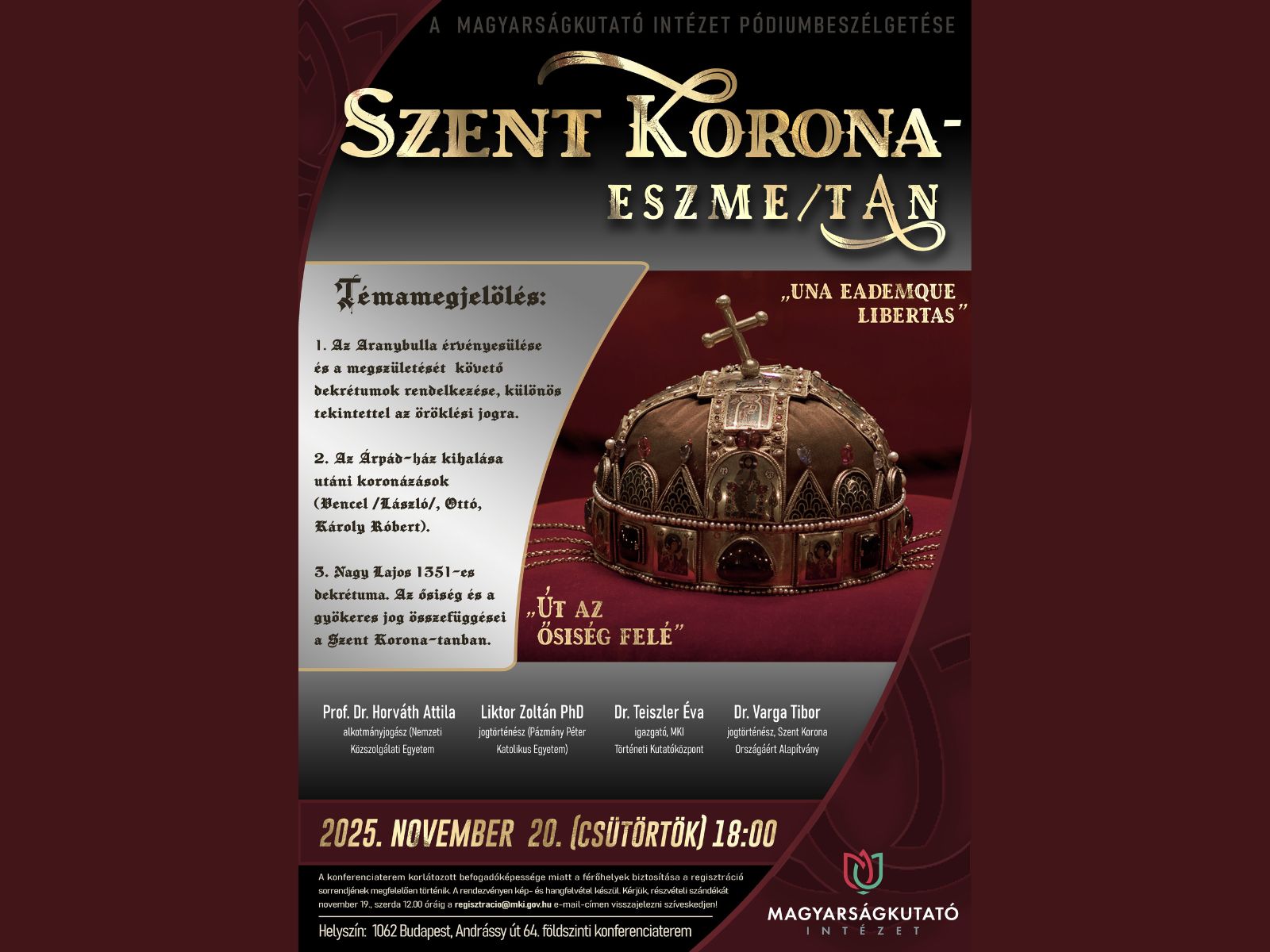 Szent Korona-eszme/tan – Út az ősi jog felé esemény plakát