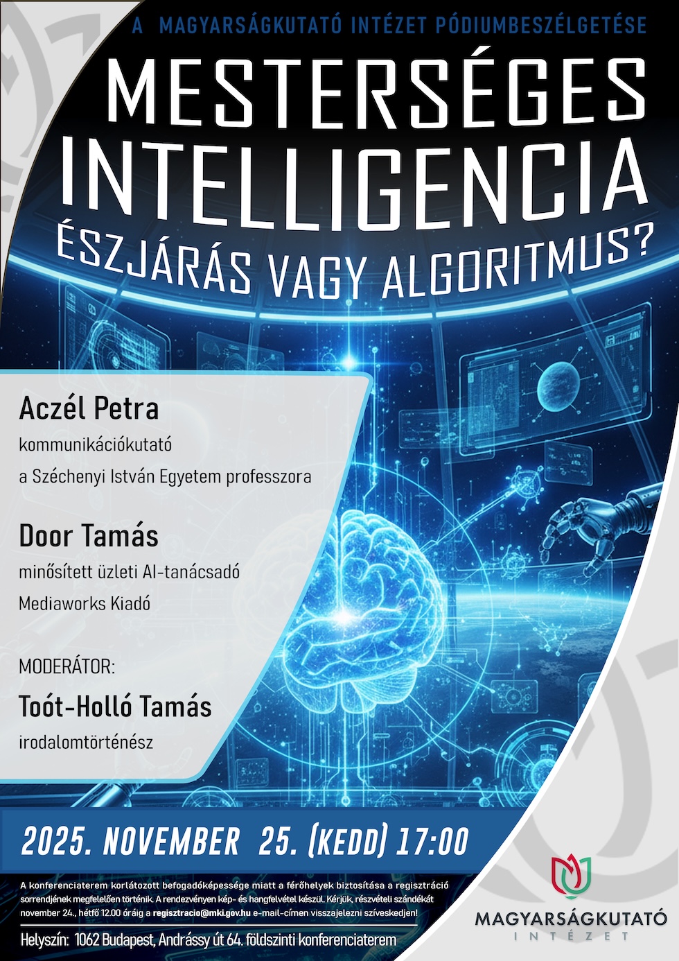 Mesterséges intelligencia: észjárás vagy algoritmus? rendezvény plakát