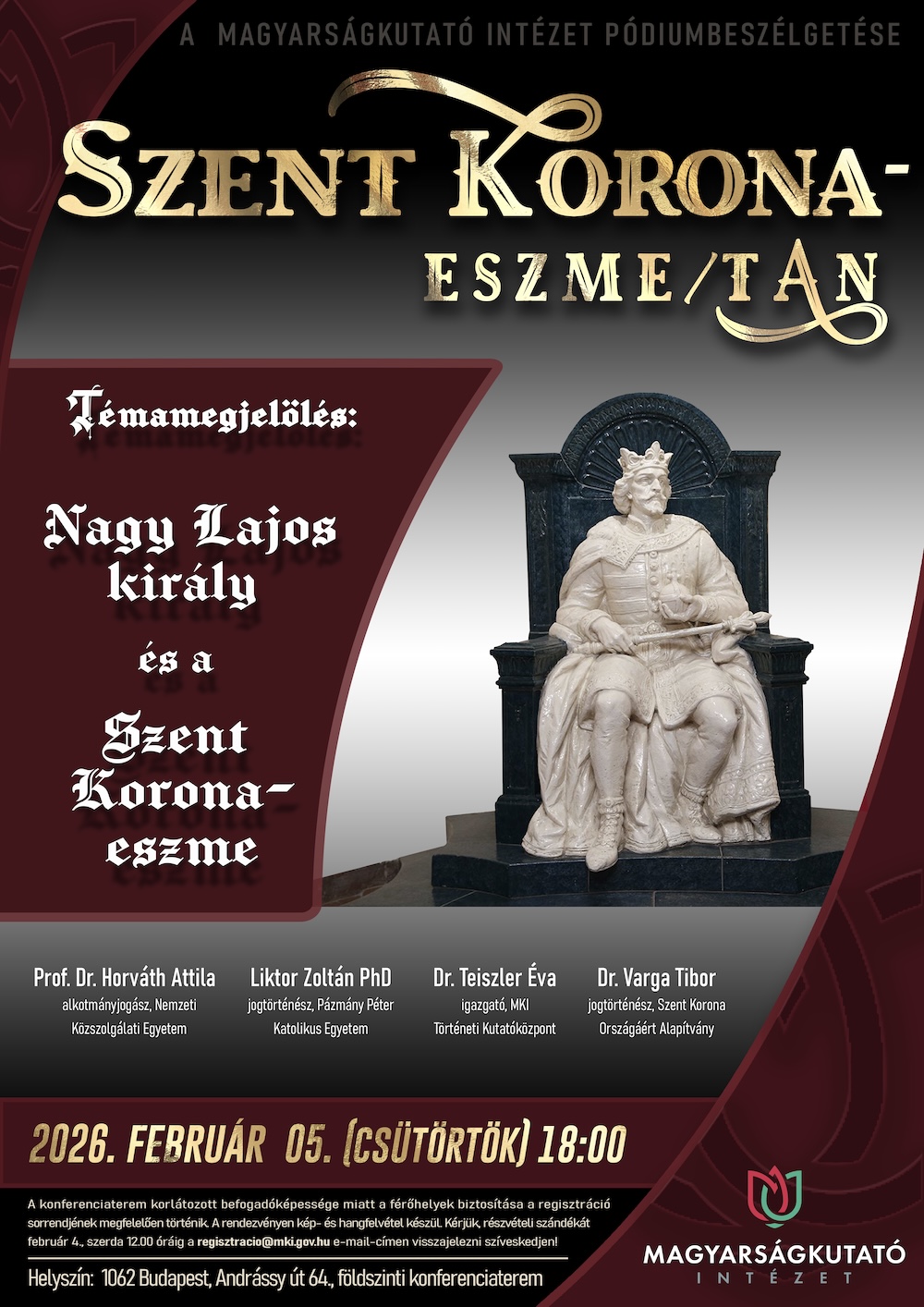 Szent Korona eszme/tan – Nagy Lajos király és a Szent Korona-eszm plakát